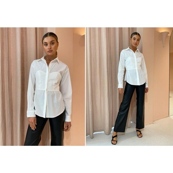 SOVERE Capture Corset Top in Milk Small New Womens Button Down Shirt Top - Picture 15 of 15